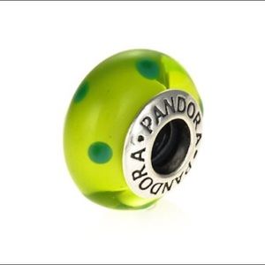 Retired Green Polka Dot Glass Murano Pandora Charm